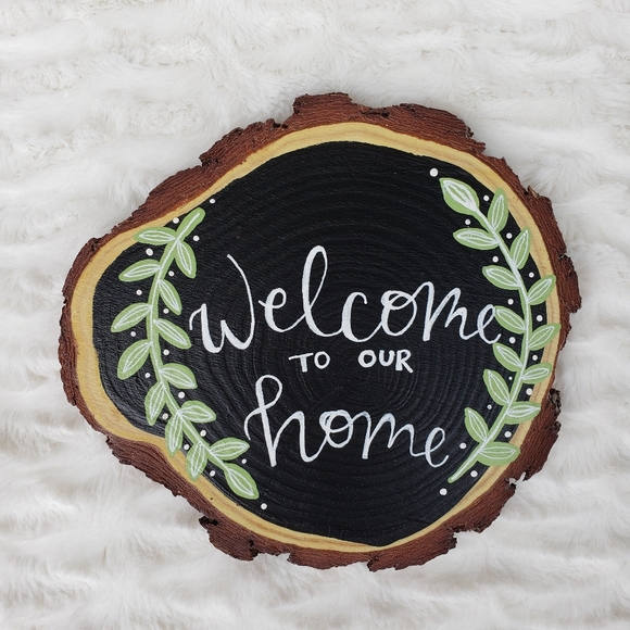 Hand Crafted Other - Handpainted Hanging Wood Round Sign